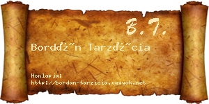 Bordán Tarzícia névjegykártya